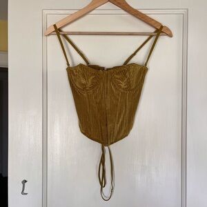 Urban Outfitters gold/chartreuse velvet corset/bustier top